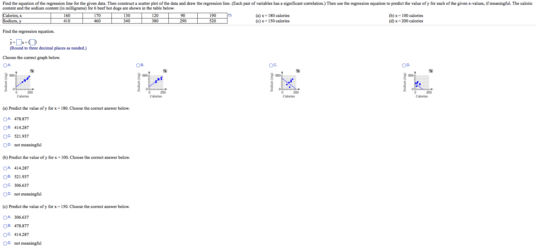 Solved Find the equation of the regression line for the | Chegg.com