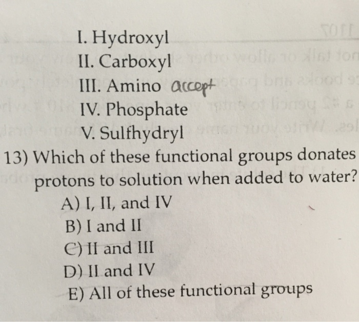 Solved Which of these functional groups donates protons to | Chegg.com