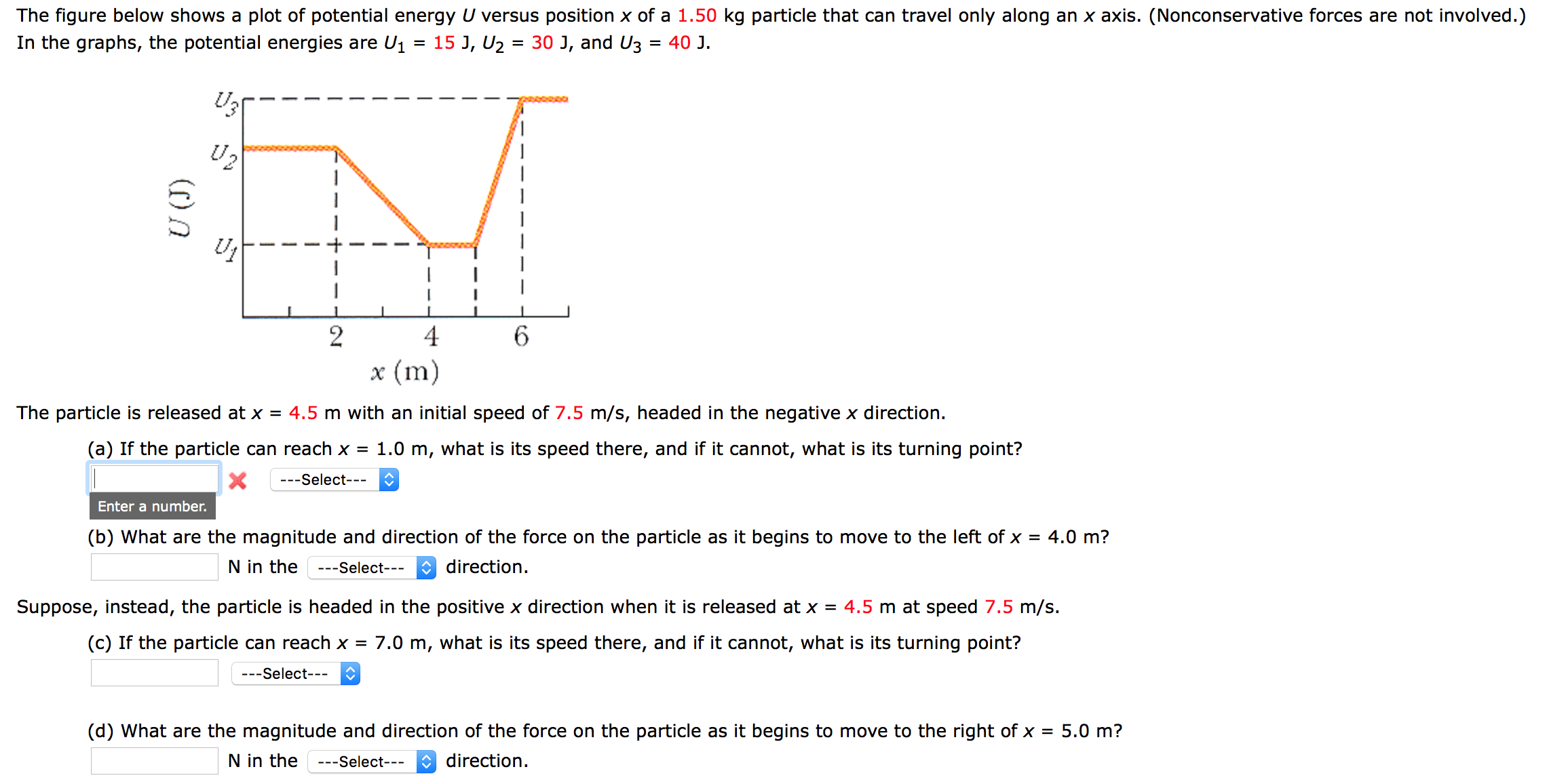 Solved The Figure Below Shows A Plot Of Potential Energy U | Chegg.com