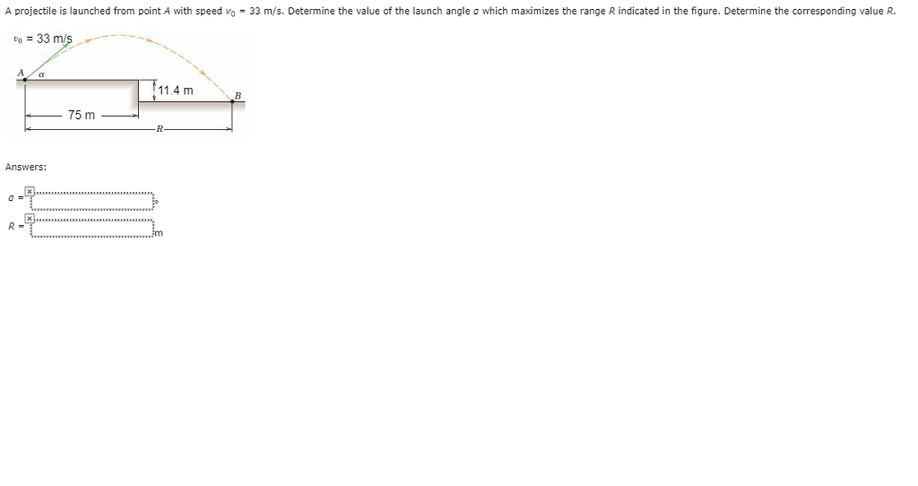 Solved A projectile is launched from point A with speed vo- | Chegg.com