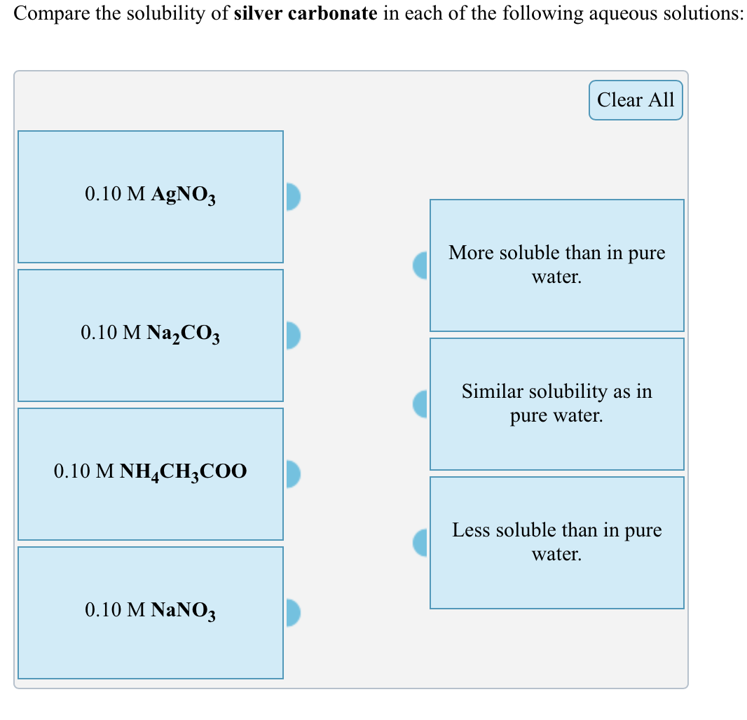 Solved Compare the solubility of silver chloride in each of