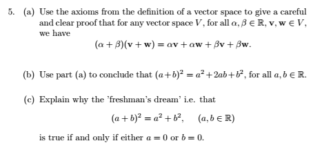 Solved Use The Axioms From The Definition Of A Vector Space | Chegg.com