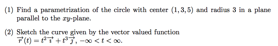 Solved (1) Find a parametrization of the circle with center | Chegg.com