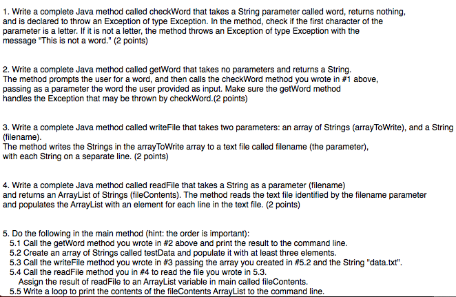 Write a complete Java method called checkWord that | Chegg.com