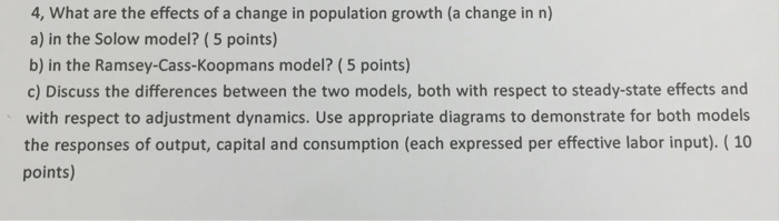 Solved What are the effects of a change in population growth | Chegg.com