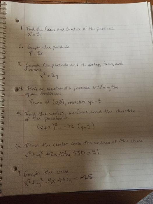 find the focus and directrix of the parabola y 2 8x