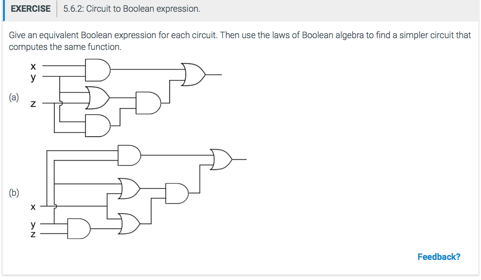 Solved EXERCISE 5.6.2: Circuit to Boolean expression. Give | Chegg.com