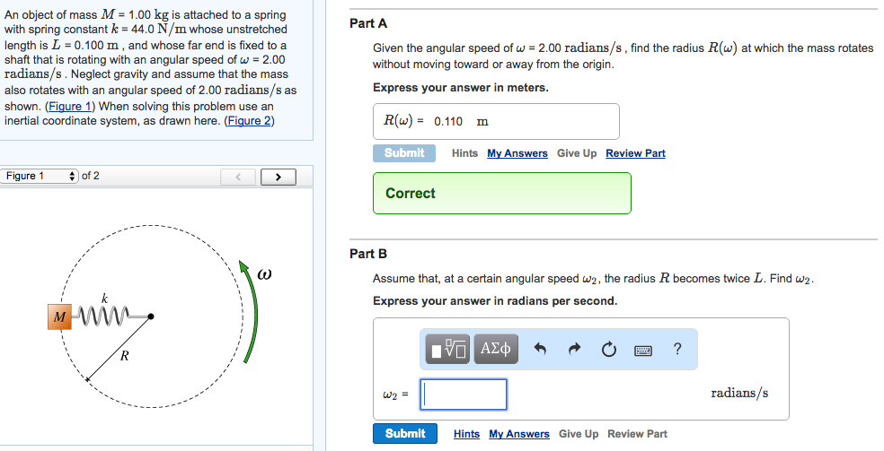 Solved An object of mass M = 1.00 kg is attached to a spring | Chegg.com