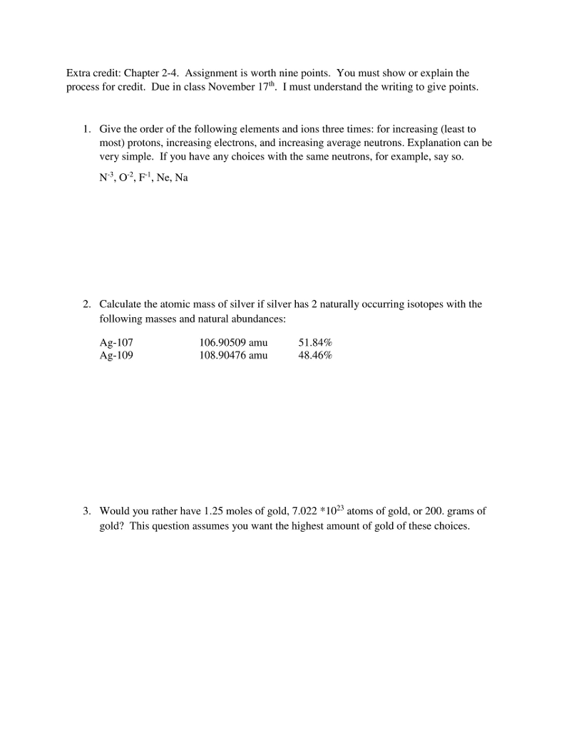 Solved Extra credit: Chapter 2-4. Assignment is worth nine | Chegg.com