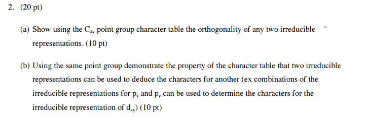 Show using the C_4v point group character table the | Chegg.com