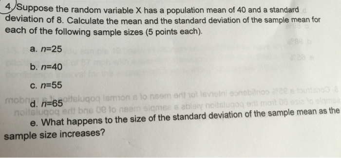 Solved Suppose the random variable X has a population mean | Chegg.com