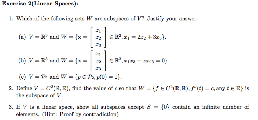 which-of-the-following-sets-w-are-subspaces-of-v-chegg