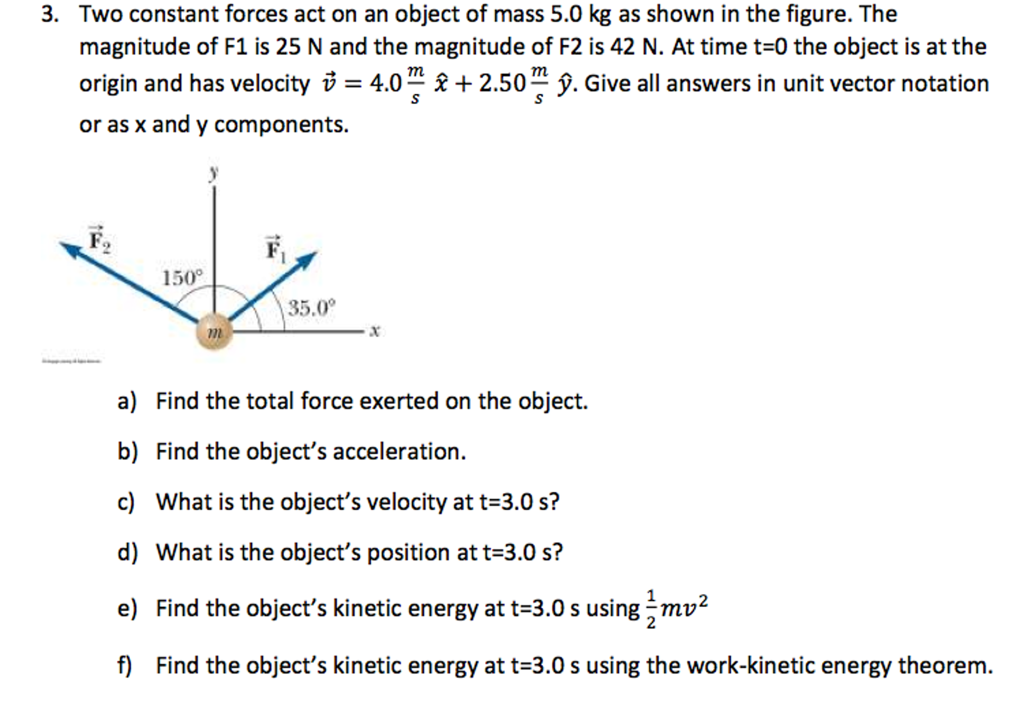 Solved Two Constant Forces Act On An Object Of Mass 5.0 Kg | Chegg.com