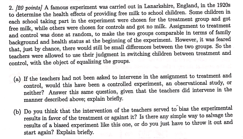 the lanarkshire milk experiment