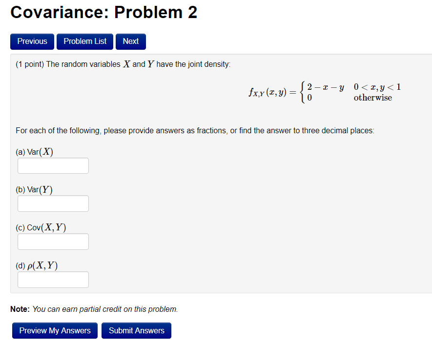 Solved Covariance: Problem2 Previous Problem List Next 1 | Chegg.com