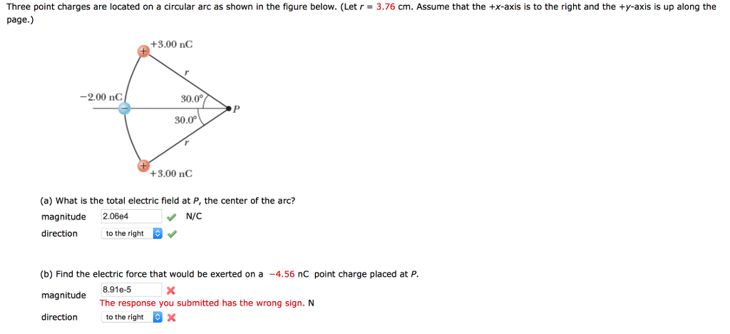 Solved Three point charges are located on a circular arc as | Chegg.com