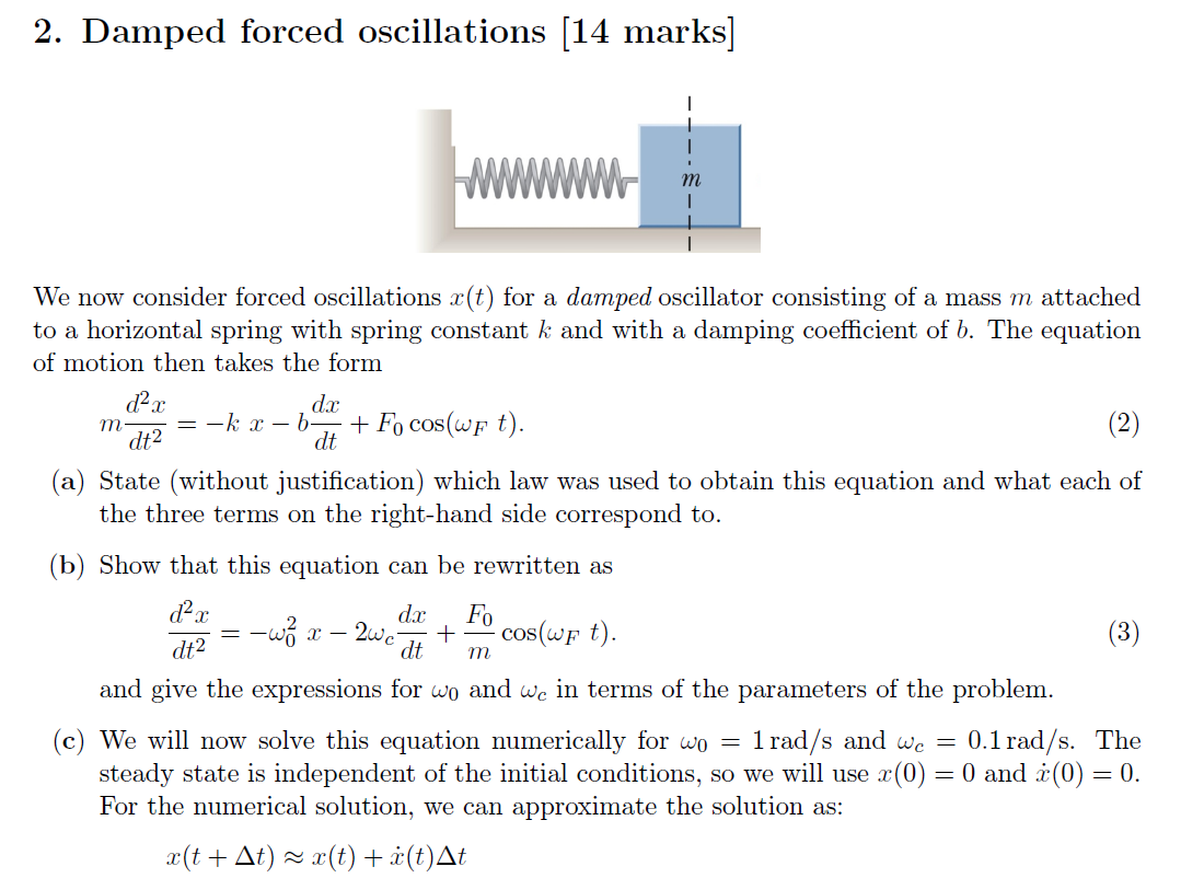 Solved 2. Damped Forced Oscillations [14 Marks] We Now | Chegg.com