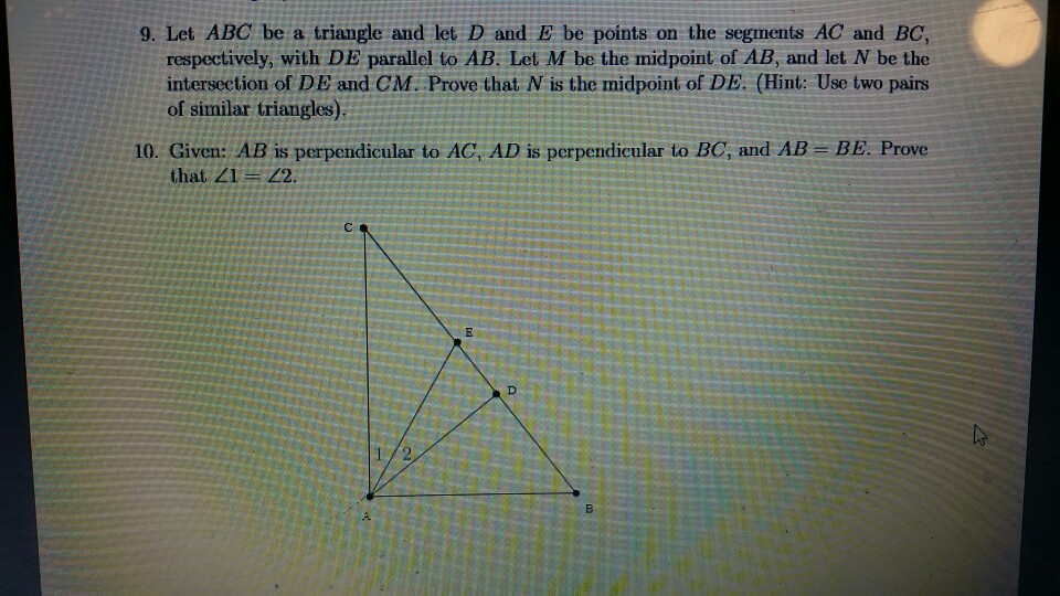 Solved 9. Let ABC be a triangle and let D and E be points on | Chegg.com
