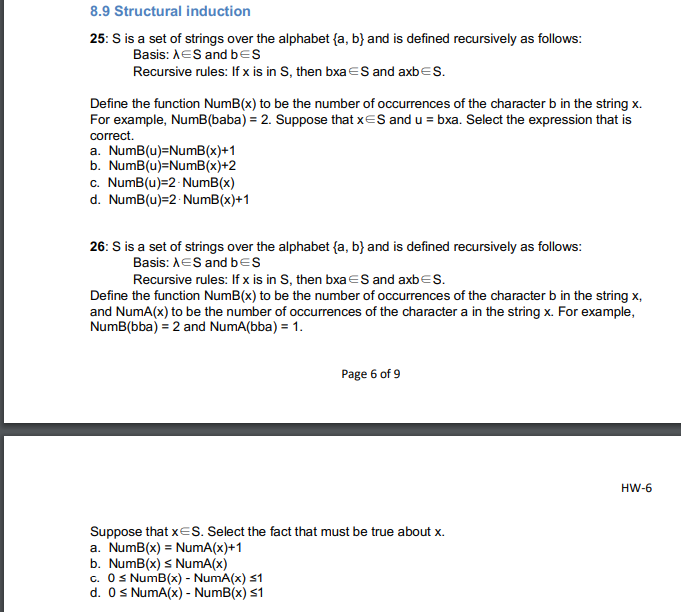 8.9 Structural induction 25: S is a set of strings | Chegg.com
