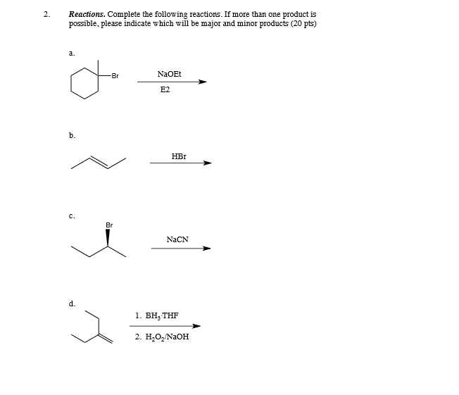 Solved Organic Chemistry Predicting major and minor