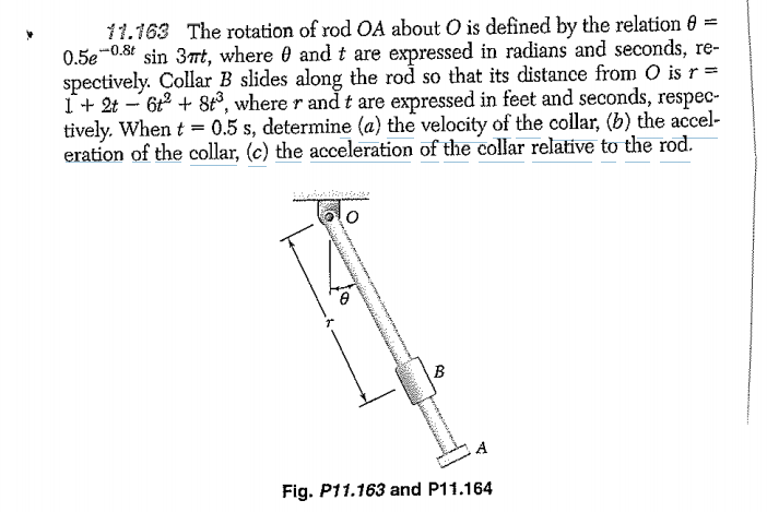 Solved The rotation of road OA about O is defined by the | Chegg.com