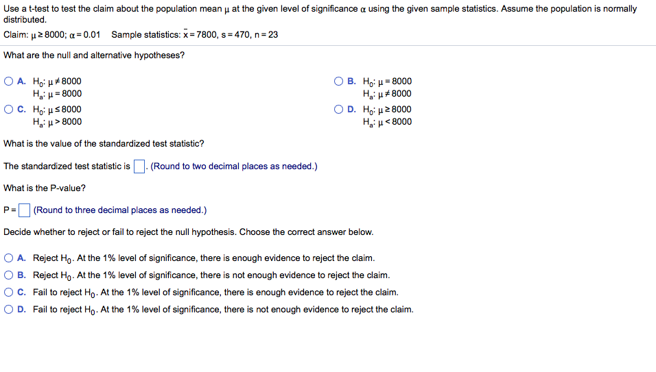 Solved Use a t-test to test the claim about the population | Chegg.com