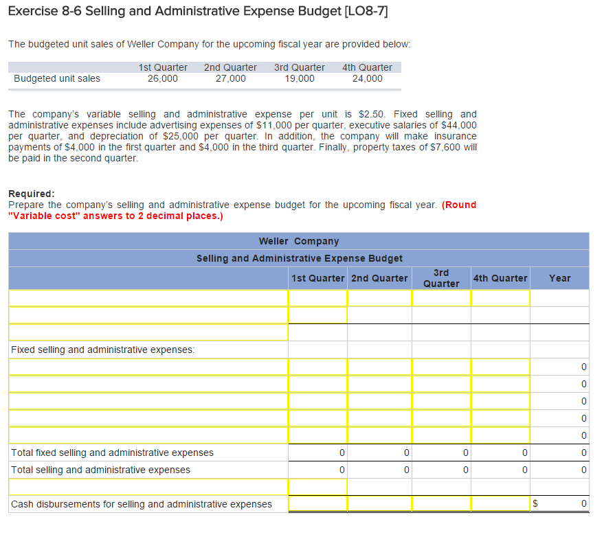 Solved Exercise 8-1 Schedule of Expected Cash Collections | Chegg.com