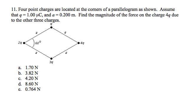 Solved Find the magnitude of the force on the charge 4q due | Chegg.com