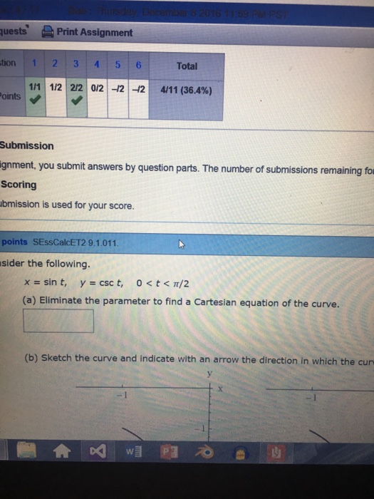 Solved Eliminate The Parameter To Find A Cartesian Equation Chegg