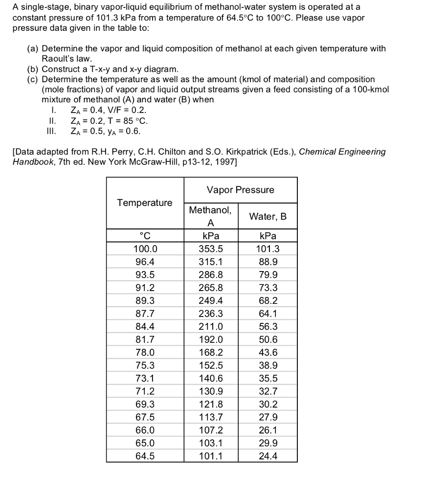 A Single-stage, Binary Vapor-liquid Equilibrium Of... | Chegg.com