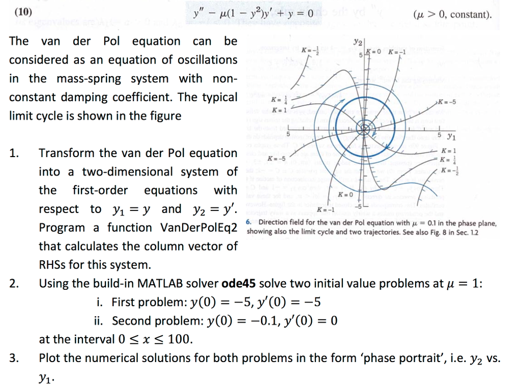 Solved (10) (μ > 0, constant). The van der Pol equation can | Chegg.com