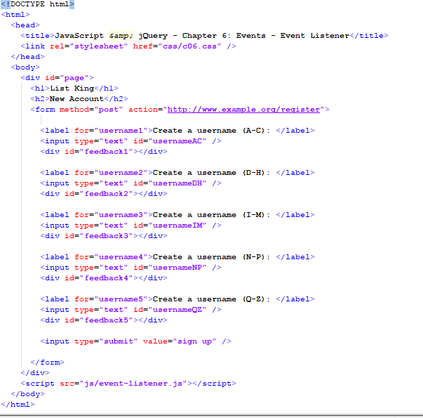 Solved DOCTYPE Html JavaScript JQuery Chapter 6 Chegg