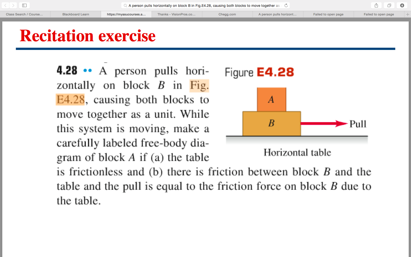 Solved A Person Pulls Horizontally On Block B In Fig. E4.28, | Chegg.com