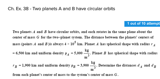 Solved Ch. Ext. 38-Two Planets A And B Have Circular Orbits | Chegg.com