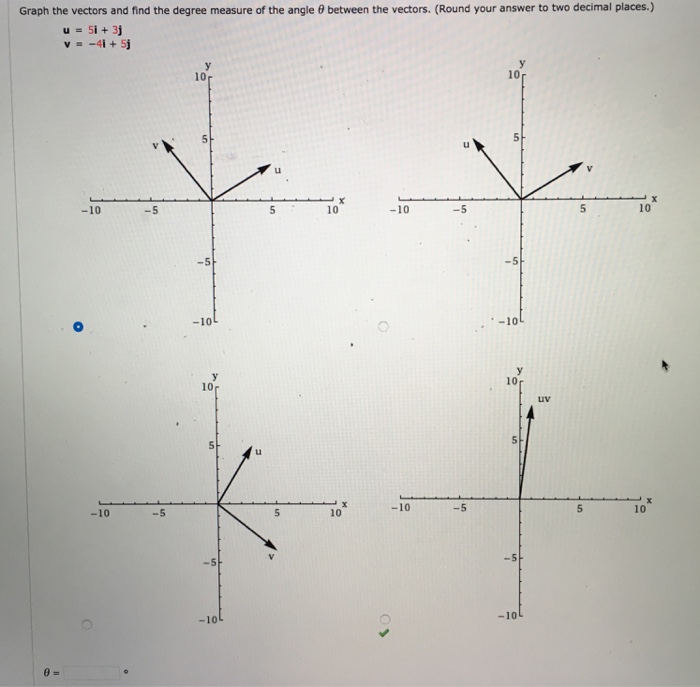 Solved Graph the vectors and find the degree measure of the | Chegg.com