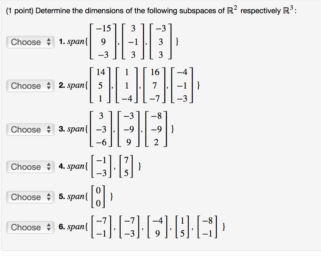 Solved Determine The Dimensions Of The Following Subspaces Chegg Solved Determine The Dimensions Of The Following Subspaces Chegg