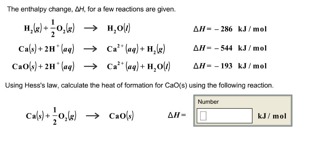 solved-the-enthalpy-change-delta-h-for-a-few-reactions-are-chegg