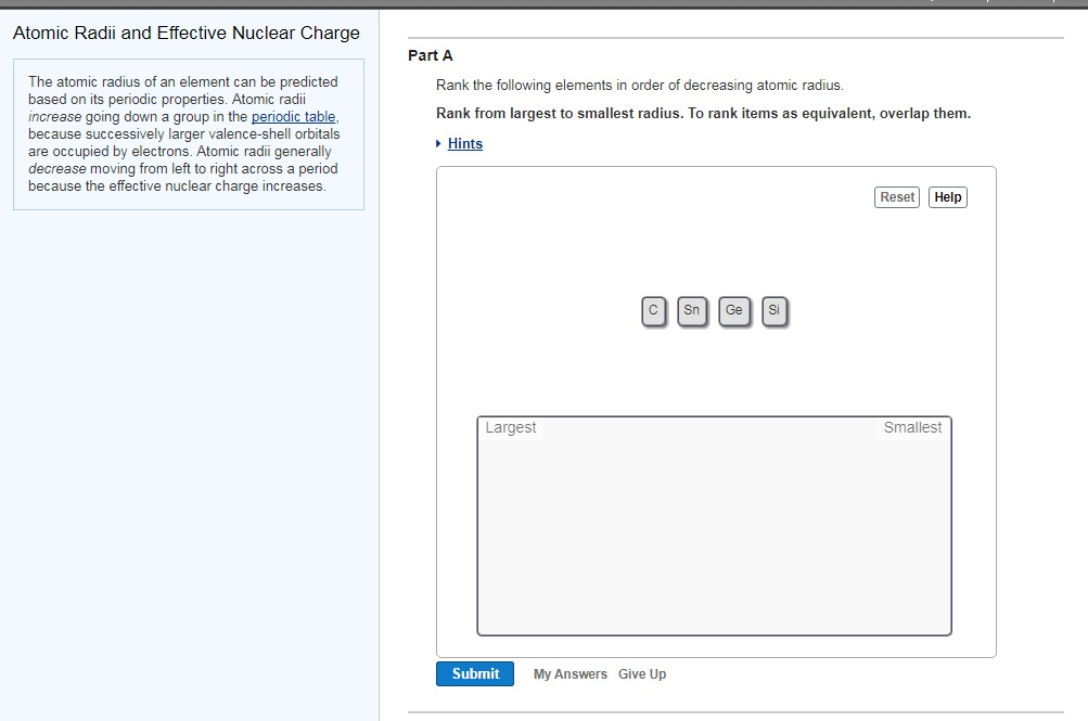 rank the following elements by atomic radius