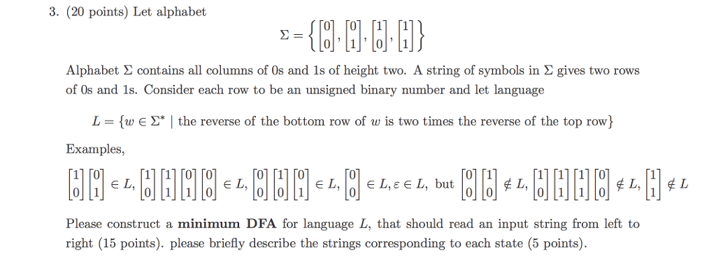 Solved Let alphabet sigma 0 0 0 1 1 0 1 1 Chegg