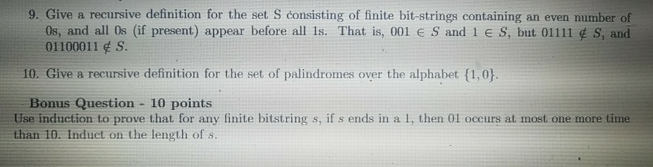 Solved 9. Give a recursive definition for the set S | Chegg.com