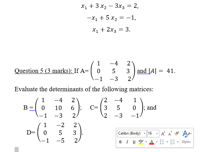 Solved X1 + 3 X2-3X3-2, x1 + 2x3 3 Question 5 (3 marks): If | Chegg.com