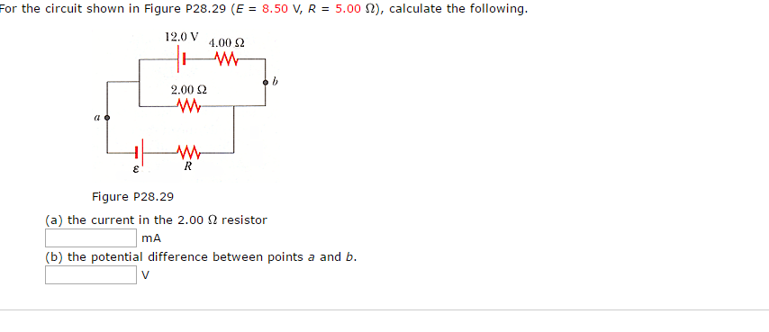 Solved For the circuit shown in Figure P28.29 (E = 8.50 V, R | Chegg.com