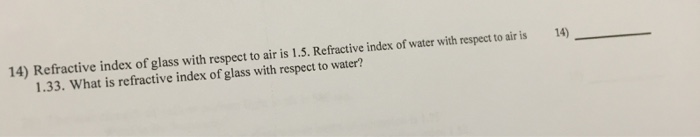 absolute refractive index of glass with respect to air