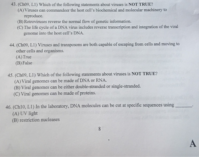 Solved Which of the following statements about viruses is