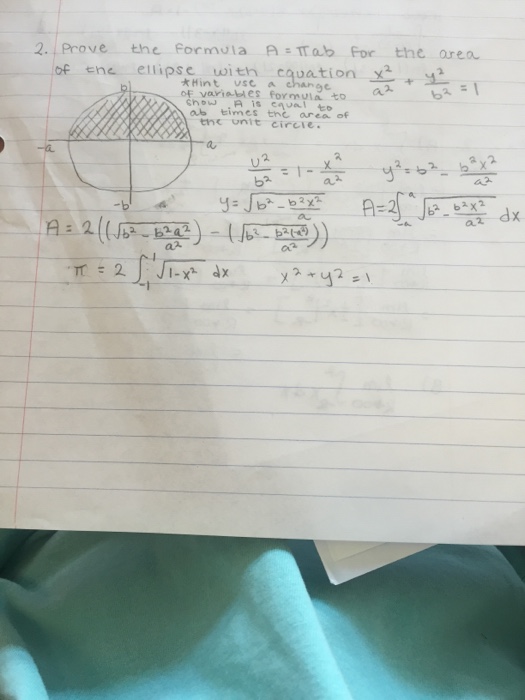 Solved Prove the formula A = Pi ab for the area of the | Chegg.com