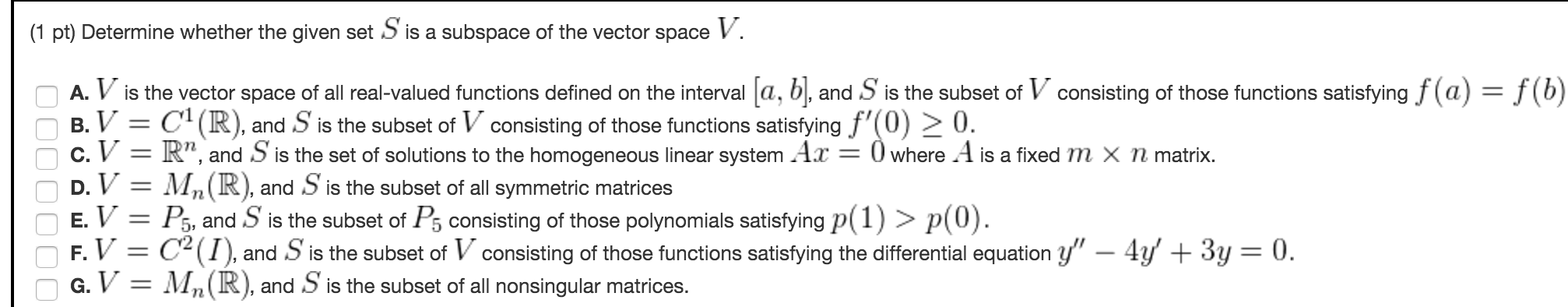 Solved Determine Whether The Given Set S Is A Subspace Of