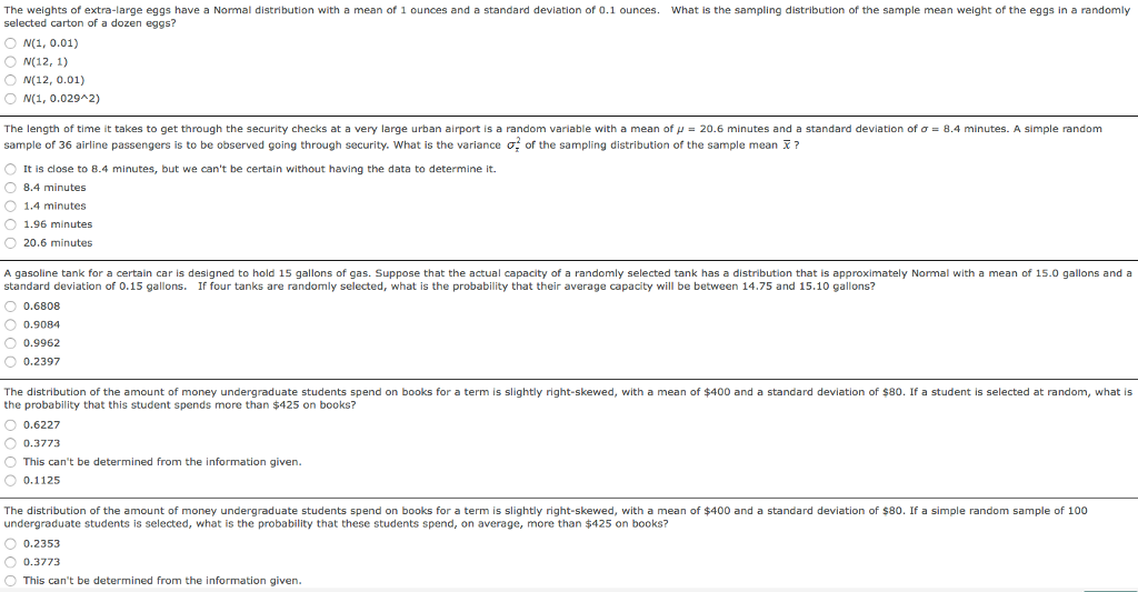 Solved The weights of extra-large eggs have a Normal | Chegg.com