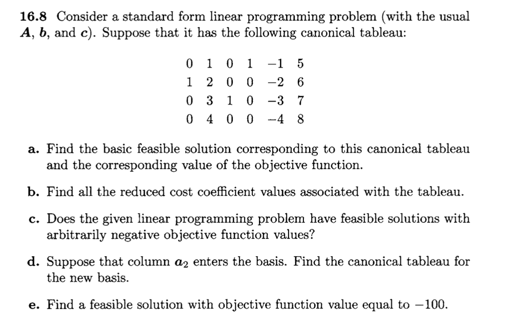 Consider a standard form linear programming problem | Chegg.com