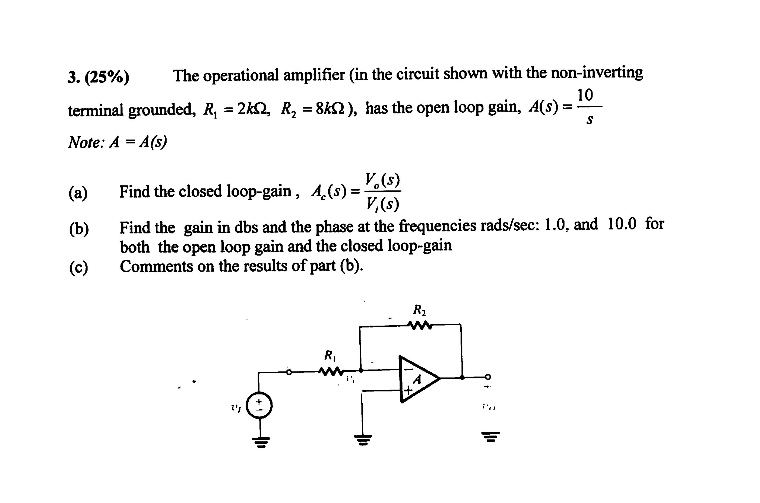 Solved The Operational Amplifier (in The Circuit Shown With | Chegg.com