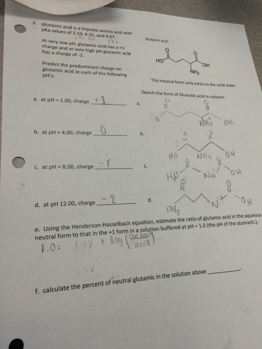 Solved glutamic acid is a tripotic amino acid with pKa